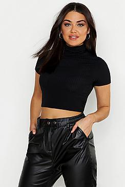 Boohoo Jumbo Rib Roll Neck Top