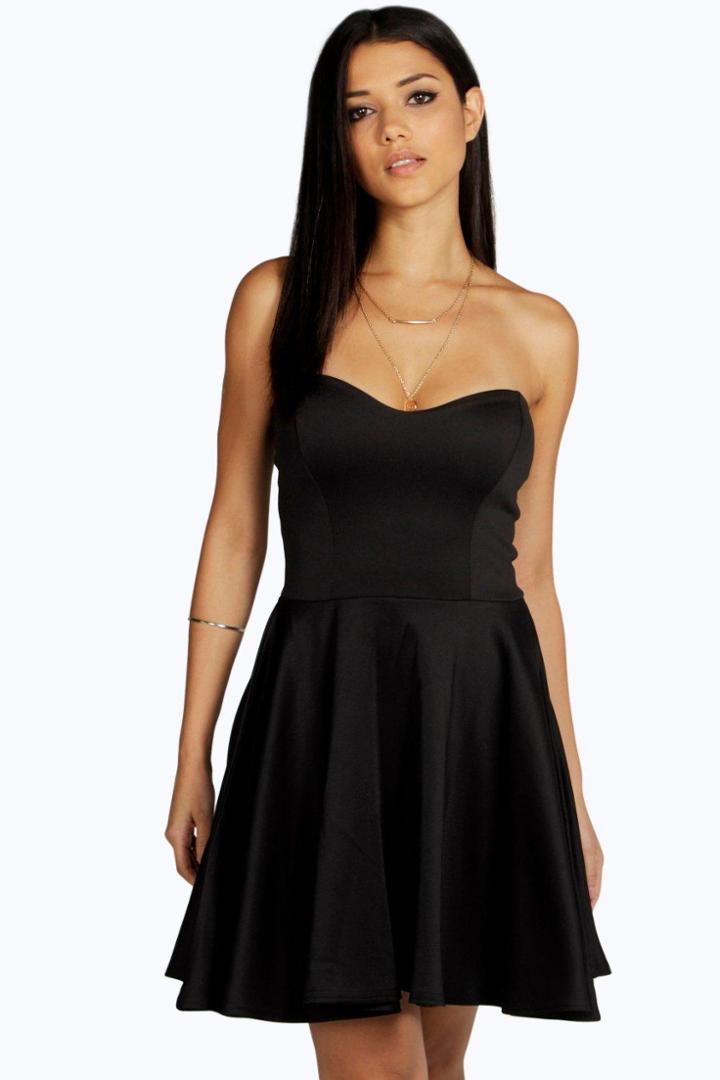 Boohoo Polly Bandeau Skater Dress Black
