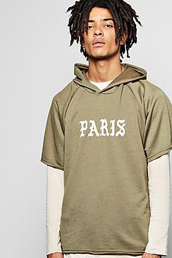 Boohoo Short Sleeve Boxy Hoodie With Paris Prints