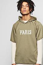 Boohoo Short Sleeve Boxy Hoodie With Paris Prints