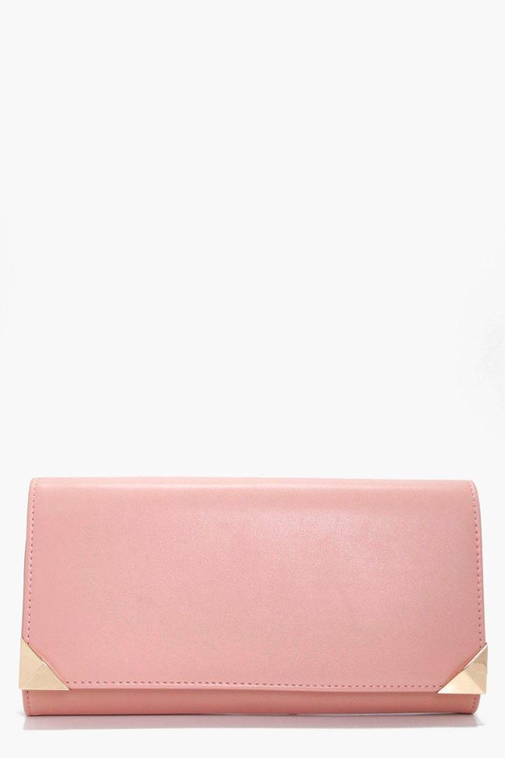 Boohoo Lacey Corner Bar Clutch Nude