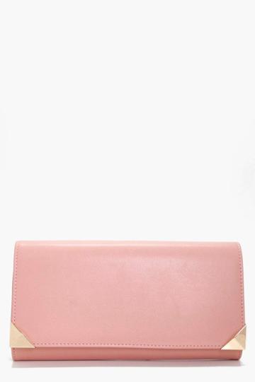 Boohoo Lacey Corner Bar Clutch Nude