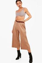 Boohoo Pleated Suedette Belted Culottes