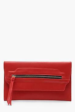 Boohoo Contrast Zip Clutch