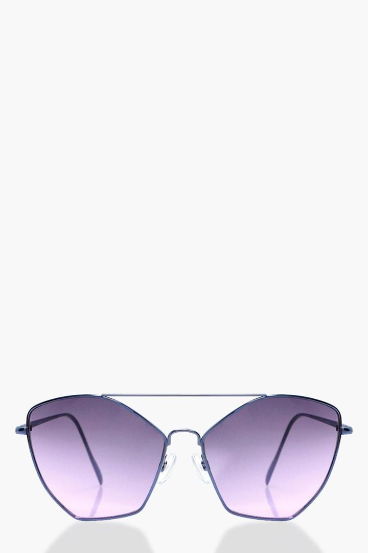 Boohoo Honey Angular Lens Sunglasses Purple
