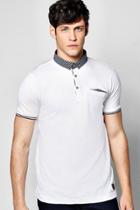 Boohoo Patterned Collar Polo T Shirt White