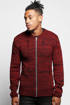 Boohoo Space Knit Bomber With Distressing Wine