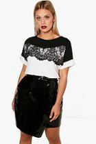 Boohoo Plus Reece Lace Detail Front Tee