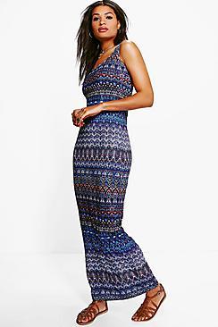 Boohoo Sophia Printed Sleeveless Maxi Dress