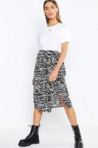 Boohoo Tiger Print Tie Waist Wrapped Woven Skirt