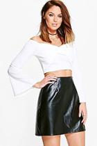 Boohoo Eliza Long Sleeve Twisted Front Crop