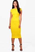 Boohoo Alana Crepe Cap Sleeve Midi Bodycon Dress Freesia