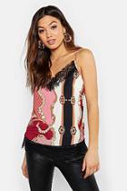 Boohoo Woven Chain Geo Lace Cami
