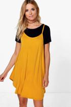 Boohoo Megan Strappy Swing Dress Mustard