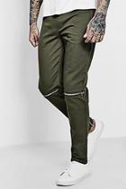 Boohoo Twill Zip Knee Jogger Style Trousers