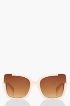 Boohoo Blush Oversized Frame Square Sunglasses