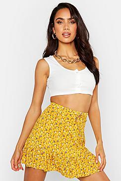 Boohoo Ditsy Floral Jersey Tiered Skirt