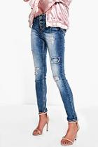 Boohoo Rose Distressed Skinny Jeans