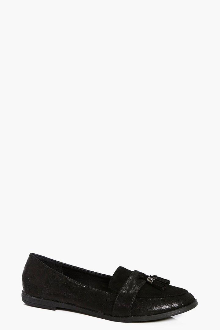 Boohoo Willow Tassel Trim Loafer Black