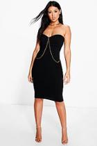 Boohoo Ella Necklace Harness Detail Midi Dress