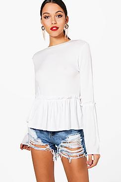 Boohoo Tall Ruffle Hem Top