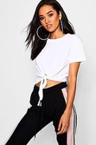 Boohoo Petite Tie Front Cotton Tee
