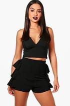 Boohoo Izabella Frill Side Tailored Shorts