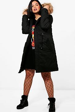 Boohoo Plus Amelia Fur Trim Parka