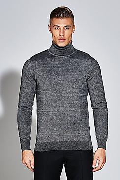 Boohoo Premium Roll Neck Jumper With Metallic Thread