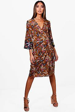 Boohoo Oriental Wrap Kimono Duster