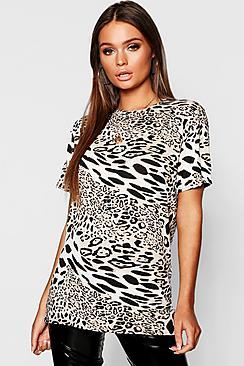 Boohoo Animal Print Oversized T-shirt