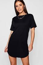 Boohoo Petite Kayla Rib Curve Hem T-shirt Dress