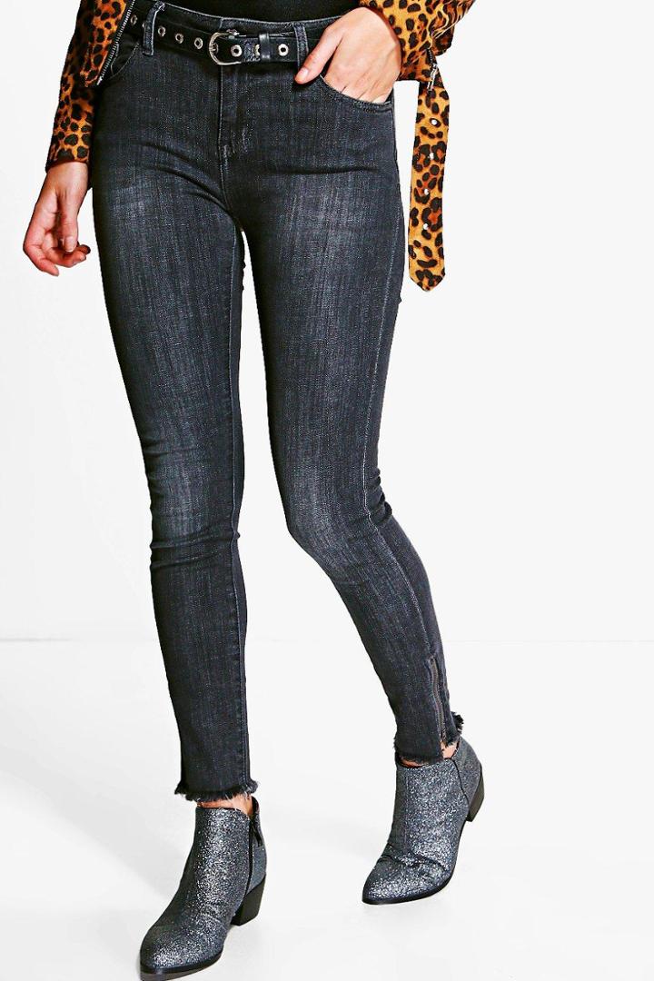 Boohoo Sofia Distressed Skinny Jeans Black