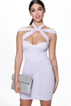 Boohoo Sofia Strappy Top Detail Bodycon Dress Violet