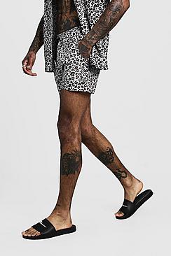 Boohoo Animal Print Short Length Swim Short