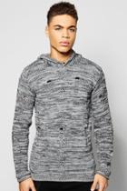 Boohoo Mixed Colour Yarn Destroyed Hoodie Grey