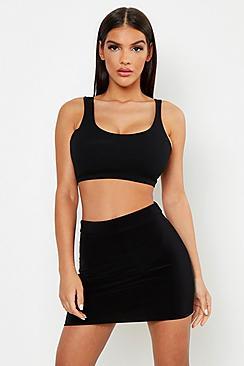 Boohoo Double Layer Slinky Neon Mini Skirt