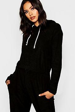 Boohoo Cropped Fleece Hoody