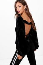 Boohoo Yolanda Ruched Open Back Velvet Sweat