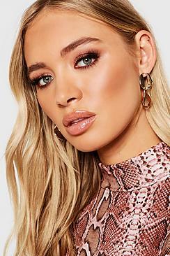 Boohoo Double Link Hammered Earrings
