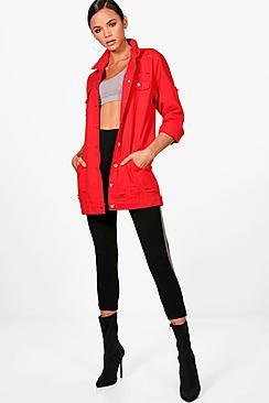 Boohoo Drew Long Line Denim Jacket