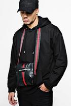 Boohoo Stripe Webbing Pu Cross Body Bag With Zips