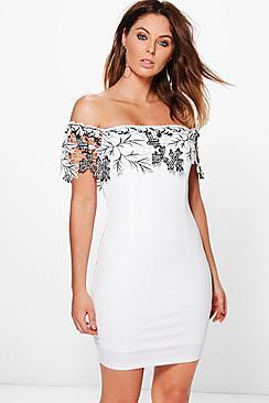 Boohoo Boutique Ari Lace Off Shoulder Bodycon Dress
