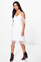 Boohoo Brandi Tassle Cold Shoulder Bodycon Dress