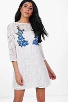 Boohoo Millie Lace Embroidered Shift Dress