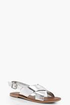Boohoo Bethany Cross Strap Leather Sandals