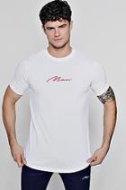 Boohoo Red Man Signature Embroidered Longline T-shirt