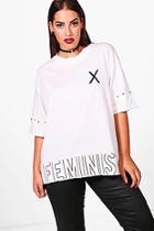 Boohoo Plus Kerri Studded Slogan T-shirt