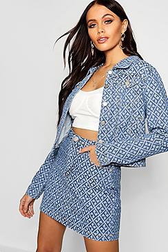 Boohoo Diamond Pattern Denim Jacket