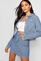 Boohoo Diamond Pattern Denim Jacket